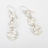 Disc Trio Silver Earrings, track pattern