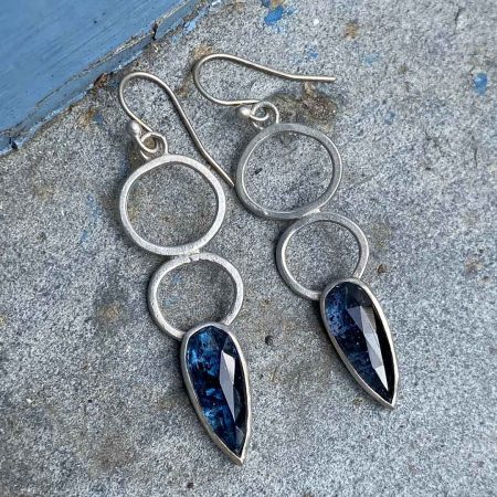 Rockpool kyanite drop earrings in brushed sterling silver