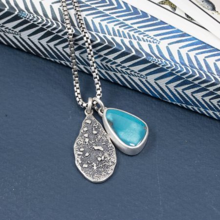 American turquoise pendant duo in silver