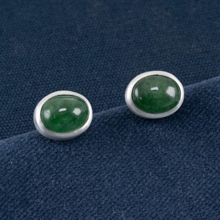 Chrome diopside stud earrings in brushed sterling silver