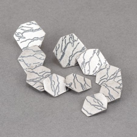 Contemporary rag slate earrings in brushed recycled sterling silver