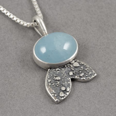 Aquamarine pendant with coastal inspired textured sterling silver